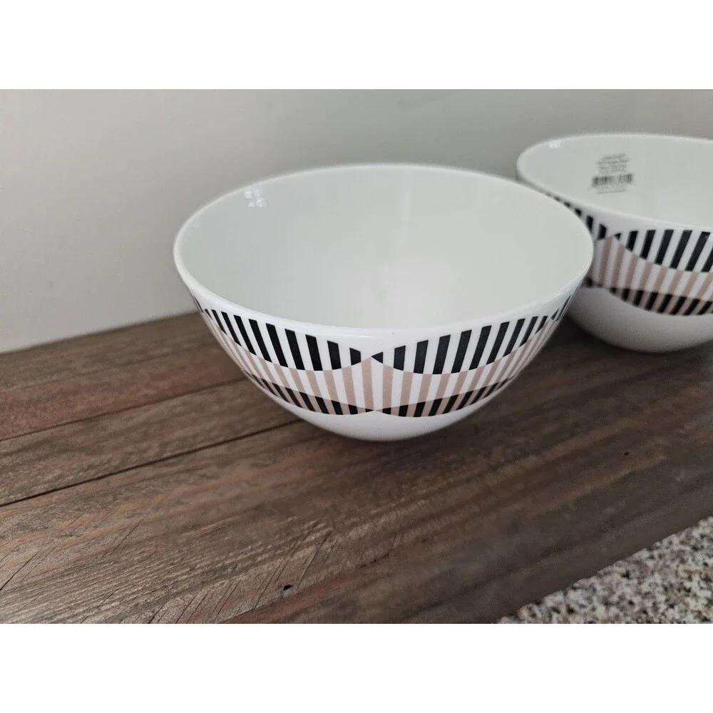 2 LENOX Luca Andrisani Linea Ottica Arch All Purpose Bowls Brown Black Modern